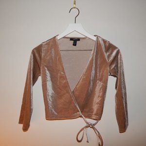 Champagne Velvet Wrap Crop Top